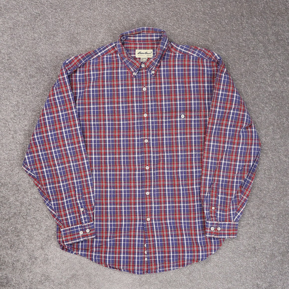 VTG Eddie Bauer Plaid Colorful Large Multicolor Long Sleeve Collared Shirt - Picture 1 of 9